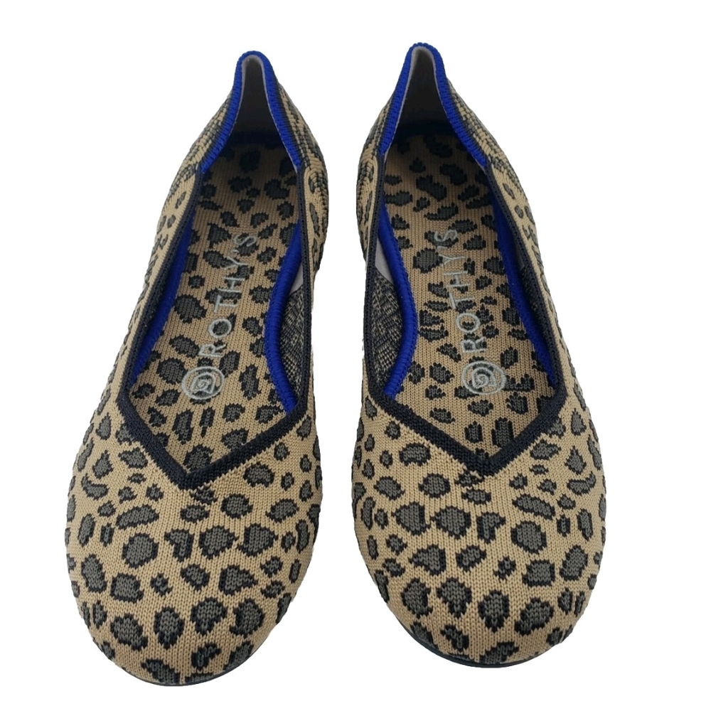 Rothy's Tan and Black Leopard Flats